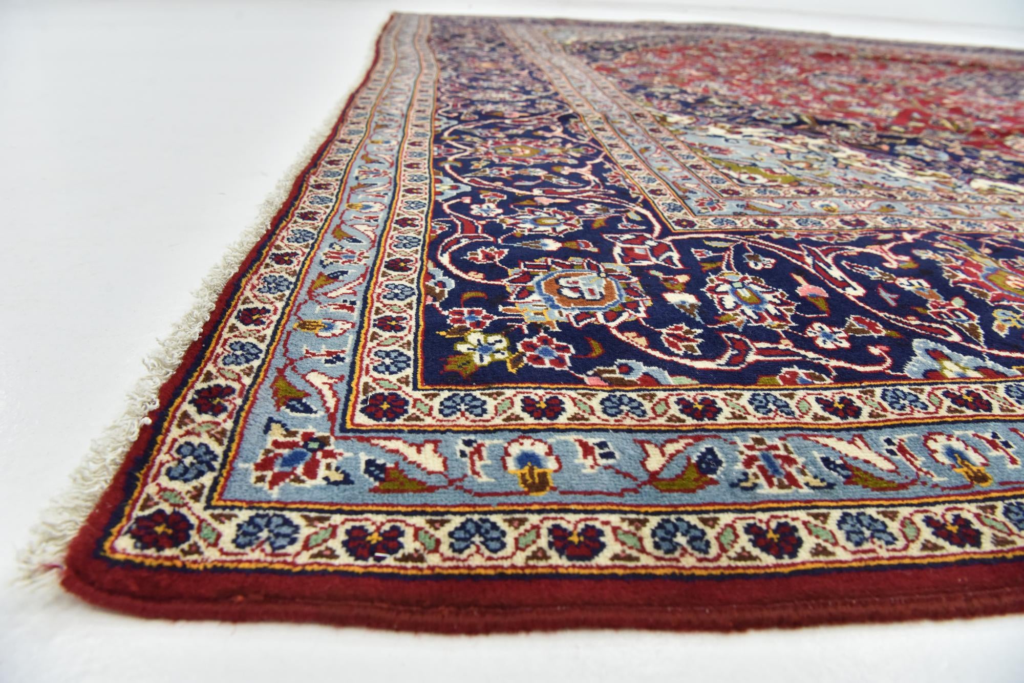 10' x 12' 9 Hand Knotted Kashan Persian Wool Rug