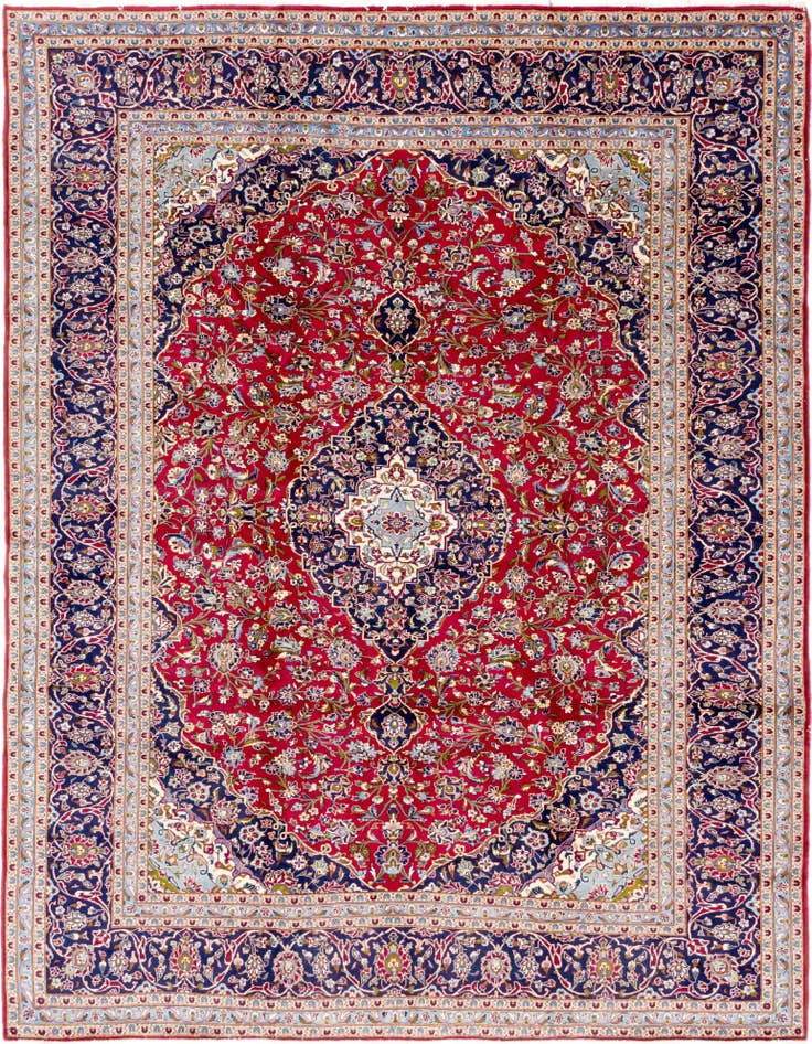 Detail image of 10' x 12' 9 Hand Knotted Kashan Persian Wool Rug