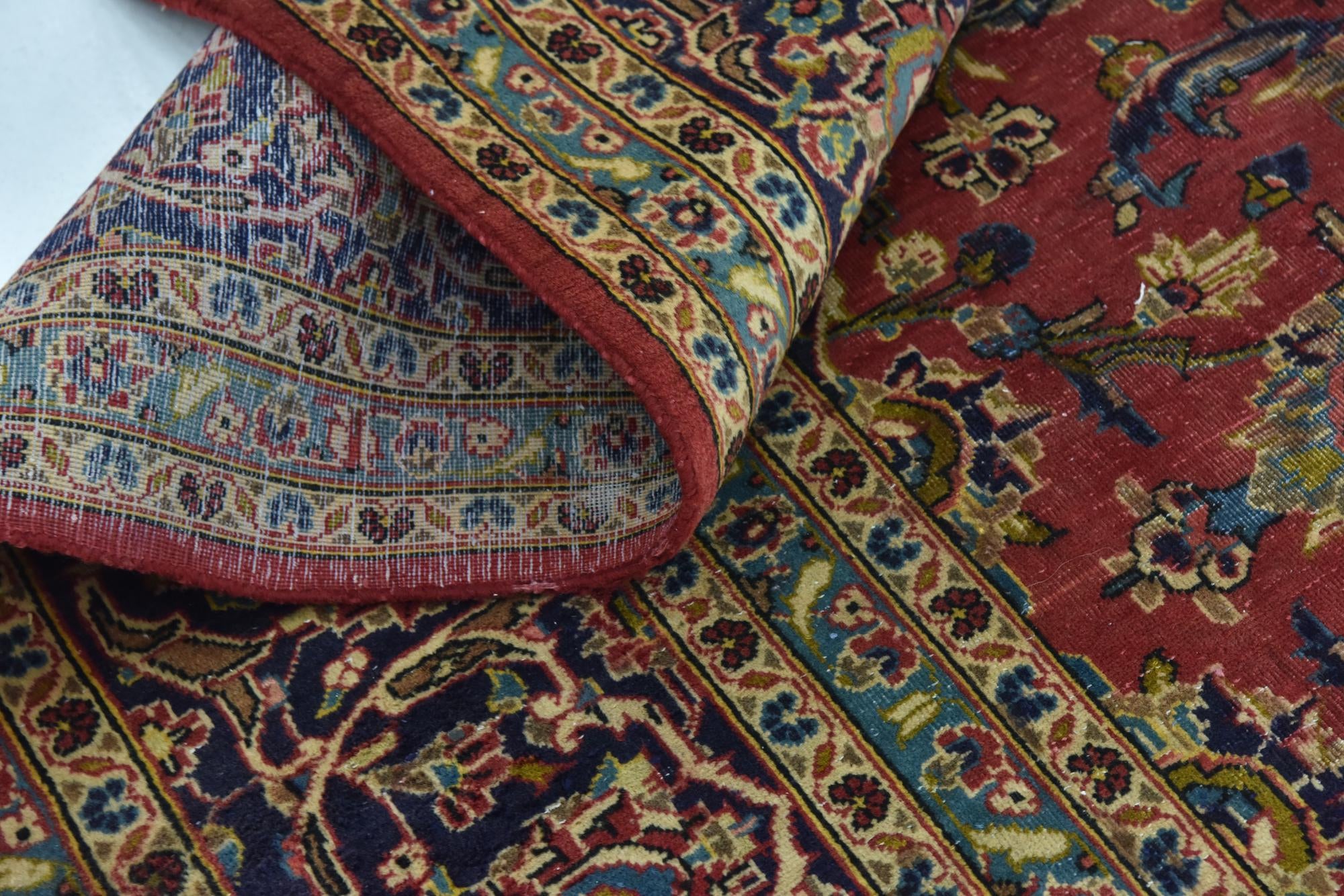 9' 8 x 12' 6 Hand Knotted Kashan Persian Wool Rug