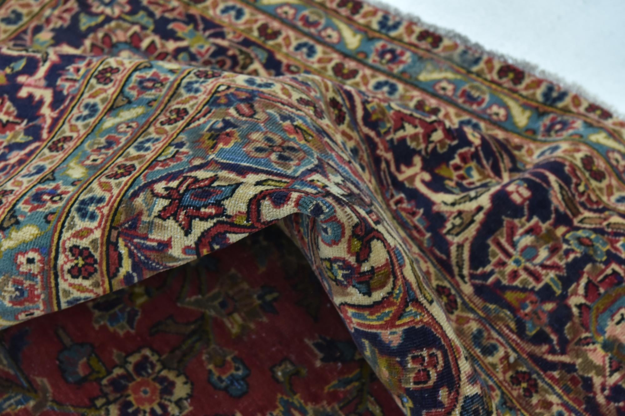 9' 8 x 12' 6 Hand Knotted Kashan Persian Wool Rug
