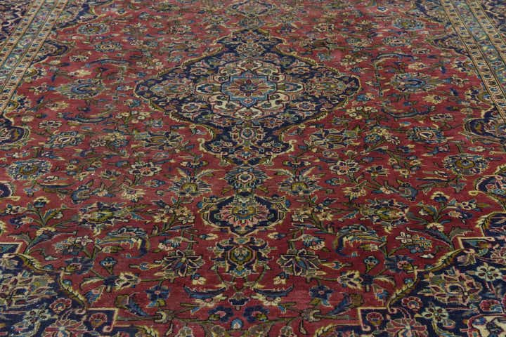 9' 8 x 12' 6 Hand Knotted Kashan Persian Wool Rug
