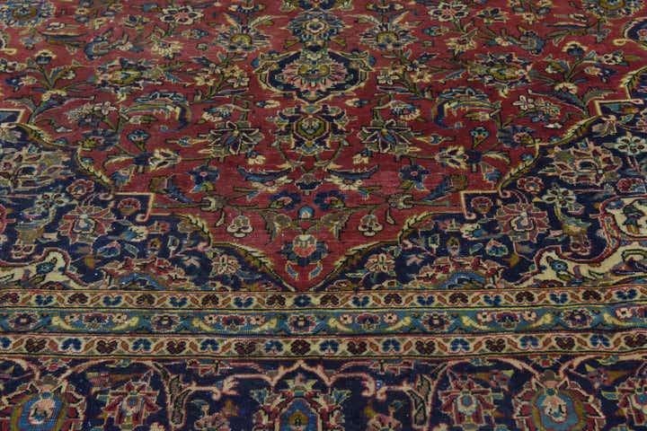 9' 8 x 12' 6 Hand Knotted Kashan Persian Wool Rug