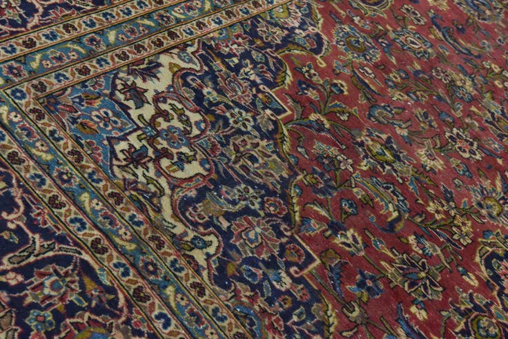 Detail image of 9' 8 x 12' 6 Hand Knotted Kashan Persian Wool Rug
