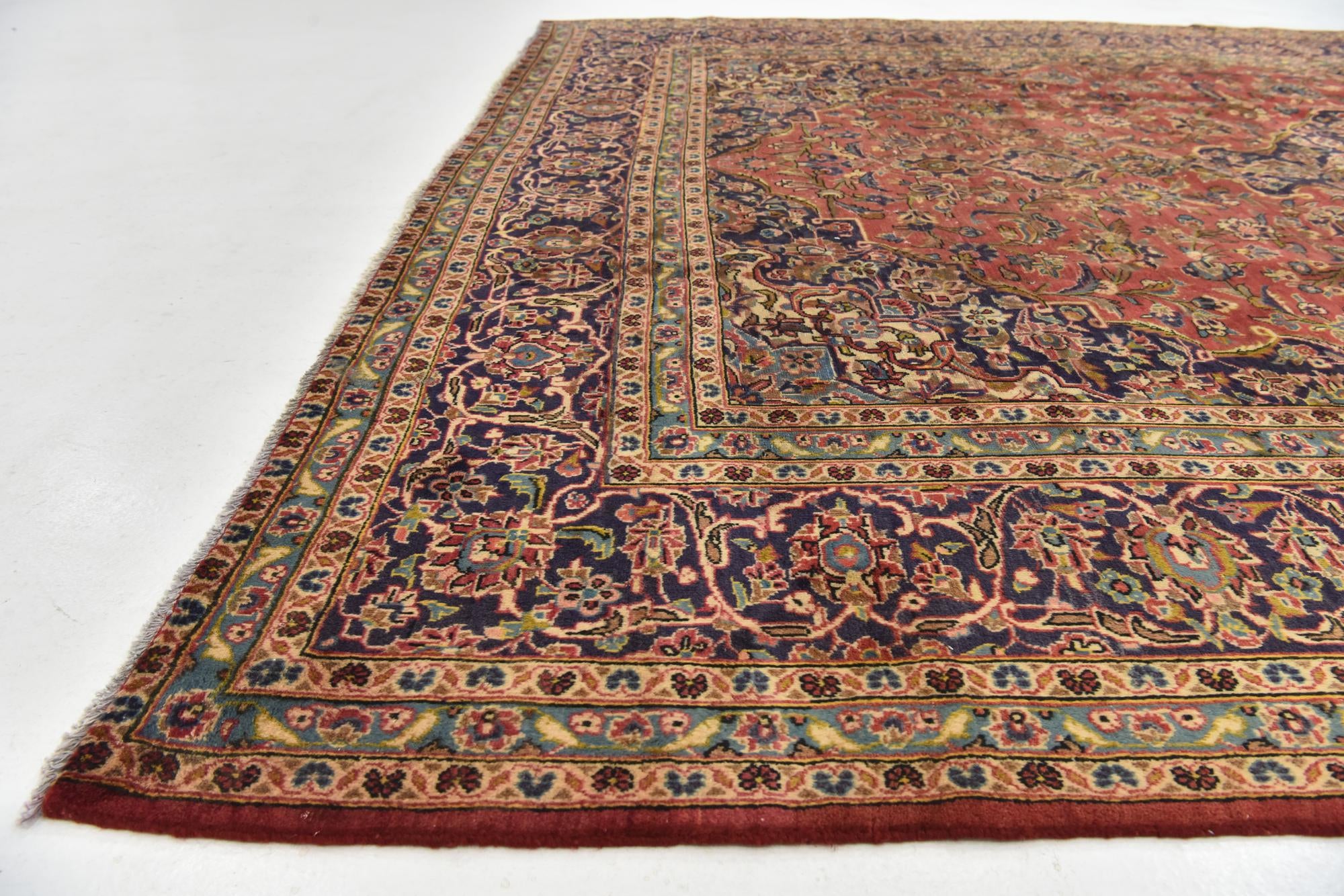 9' 8 x 12' 6 Hand Knotted Kashan Persian Wool Rug