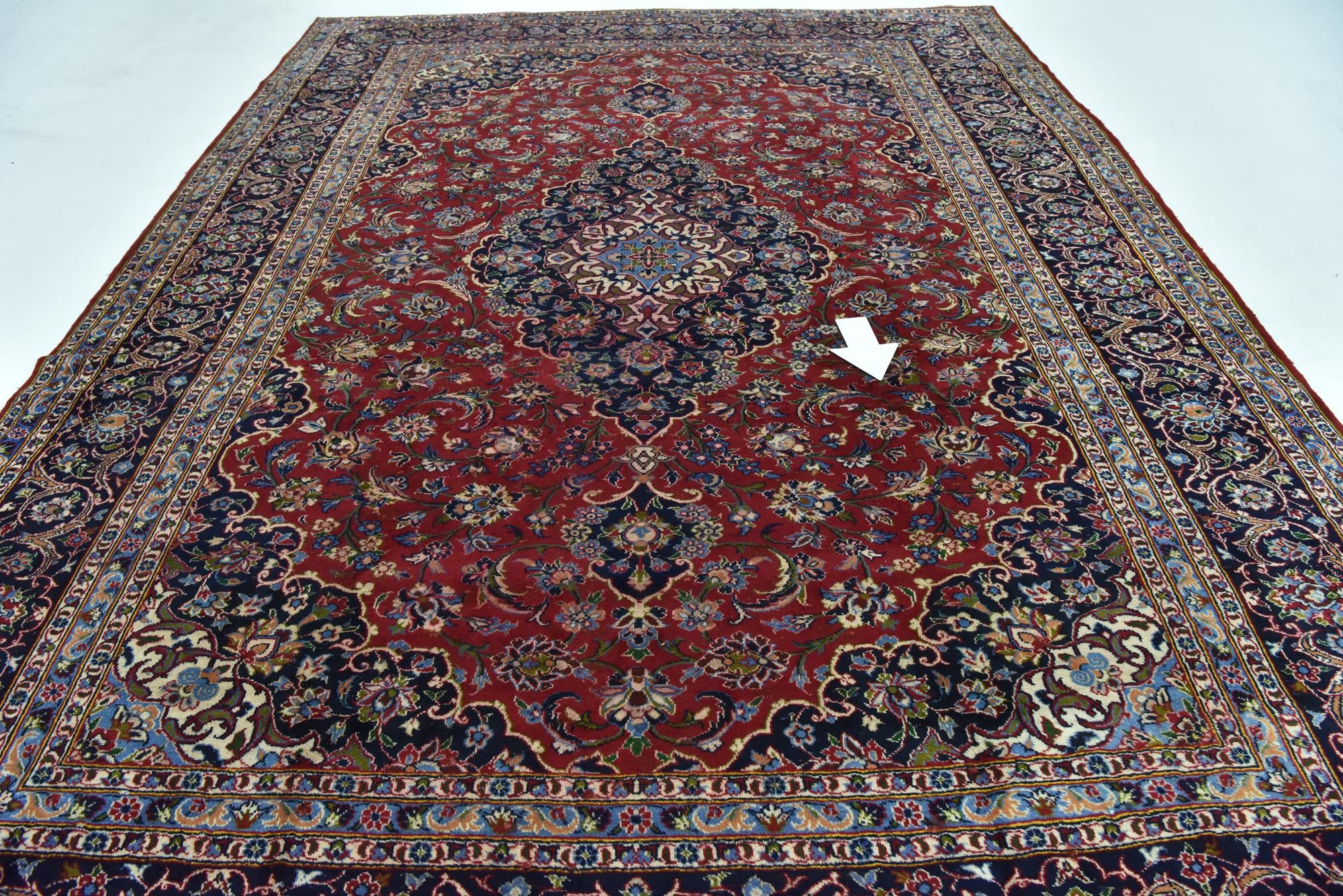 9' 6 x 13' Hand Knotted Kashan Persian Wool Rug