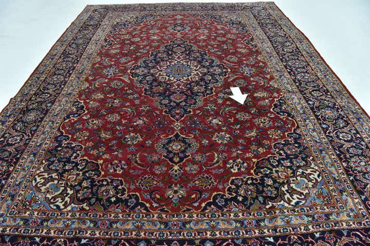 9' 6 x 13' Hand Knotted Kashan Persian Wool Rug