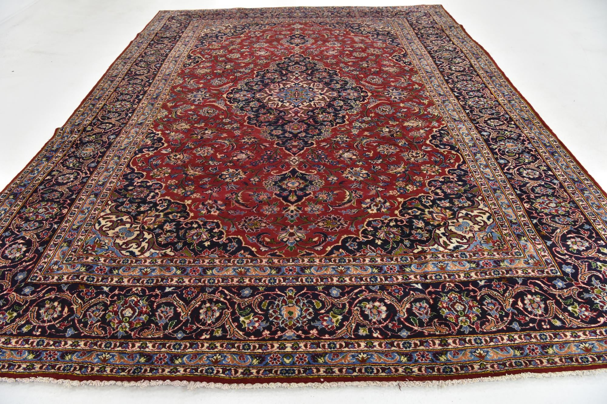 9' 6 x 13' Hand Knotted Kashan Persian Wool Rug