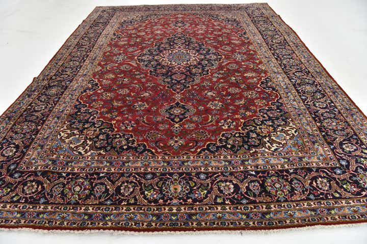 9' 6 x 13' Hand Knotted Kashan Persian Wool Rug