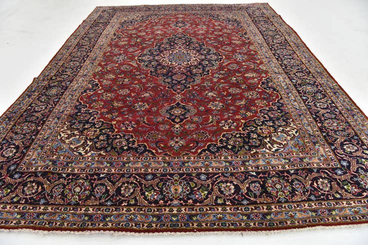 Detail image of 9' 6 x 13' Hand Knotted Kashan Persian Wool Rug