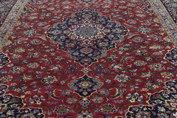 9' 6 x 13' Hand Knotted Kashan Persian Wool Rug