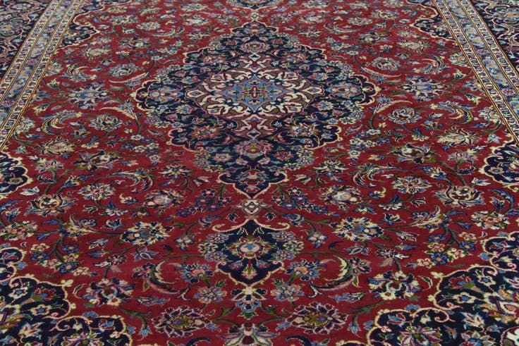Detail image of 9' 6 x 13' Hand Knotted Kashan Persian Wool Rug