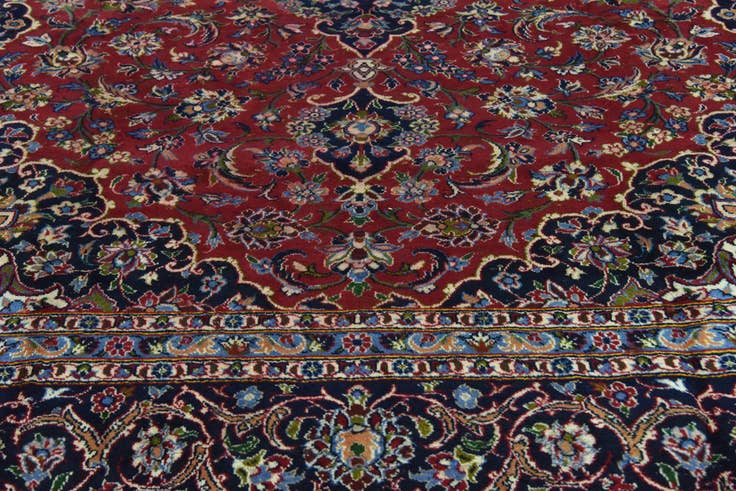 Detail image of 9' 6 x 13' Hand Knotted Kashan Persian Wool Rug