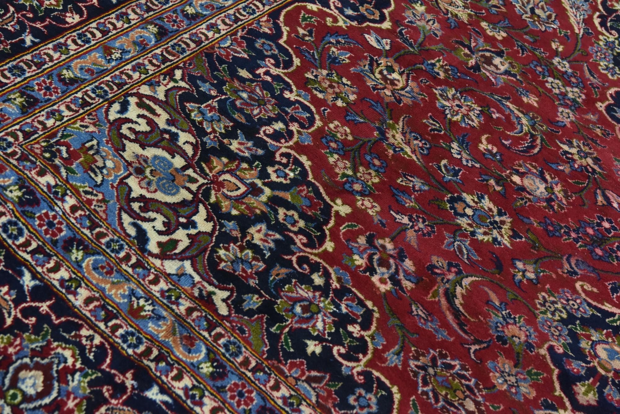 9' 6 x 13' Hand Knotted Kashan Persian Wool Rug