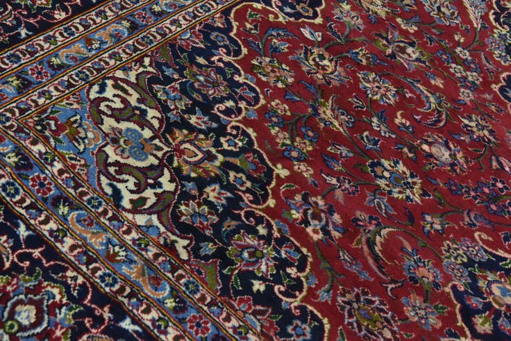 Detail image of 9' 6 x 13' Hand Knotted Kashan Persian Wool Rug