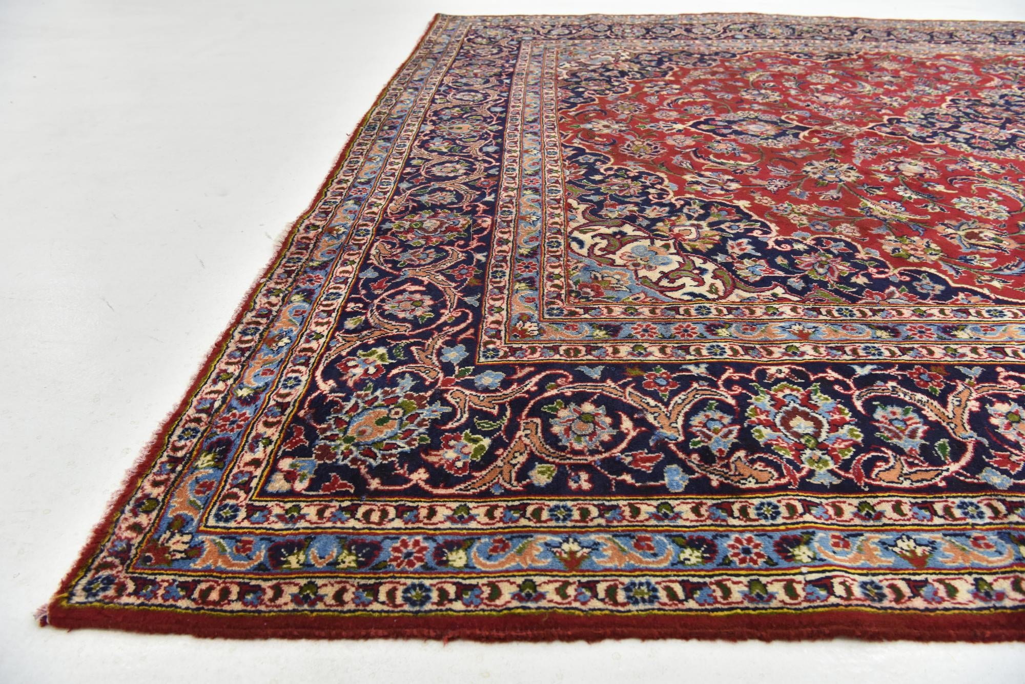 9' 6 x 13' Hand Knotted Kashan Persian Wool Rug
