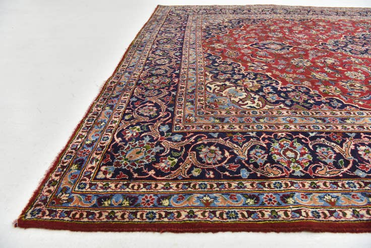 Detail image of 9' 6 x 13' Hand Knotted Kashan Persian Wool Rug