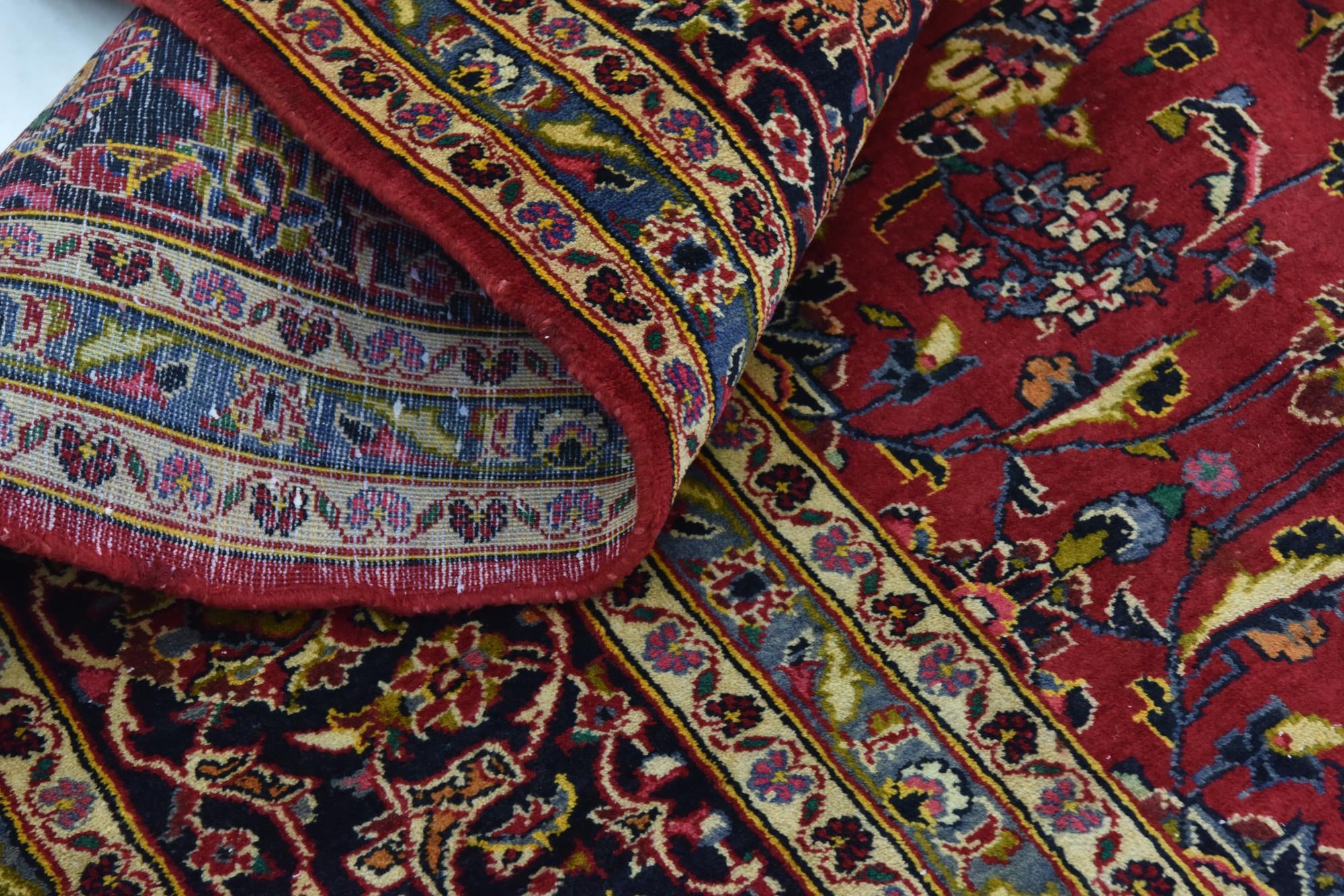 9' 9 x 13' Hand Knotted Kashan Persian Wool Rug