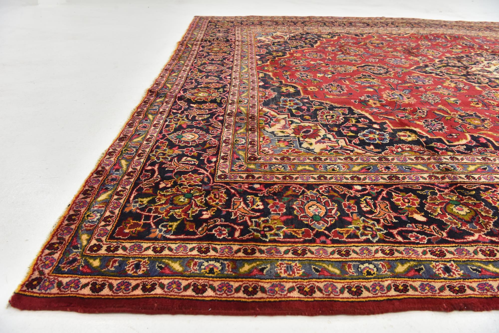 9' 9 x 13' Hand Knotted Kashan Persian Wool Rug