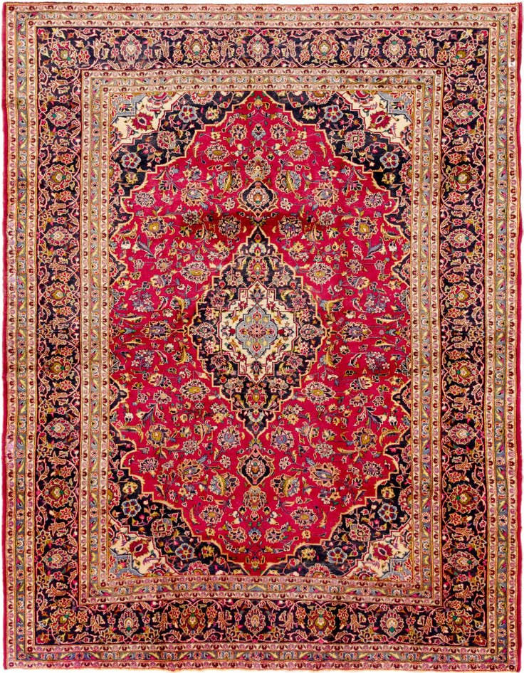 Detail image of 9' 9 x 13' Hand Knotted Kashan Persian Wool Rug