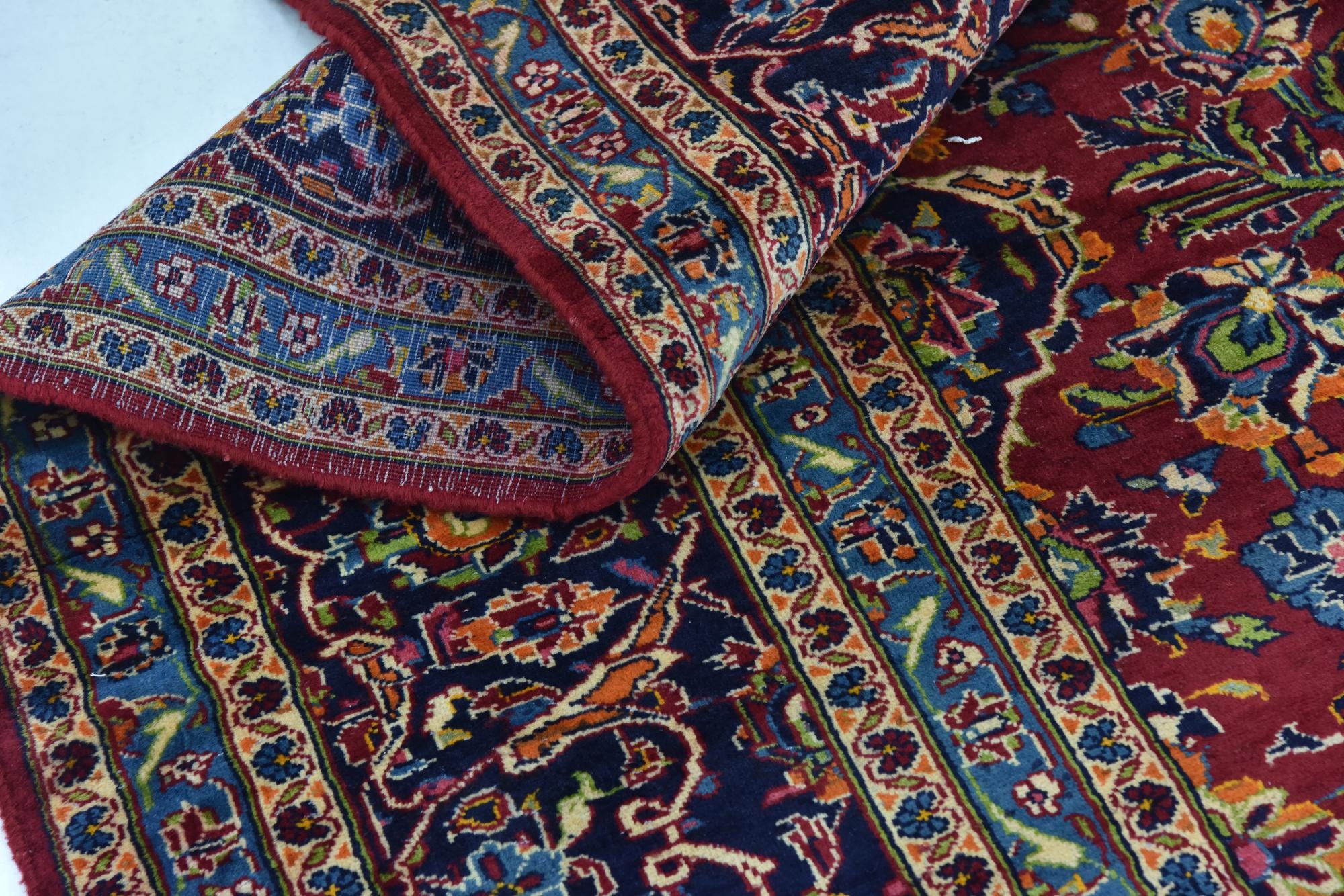 9' 8 x 13' 3 Hand Knotted Kashan Persian Wool Rug