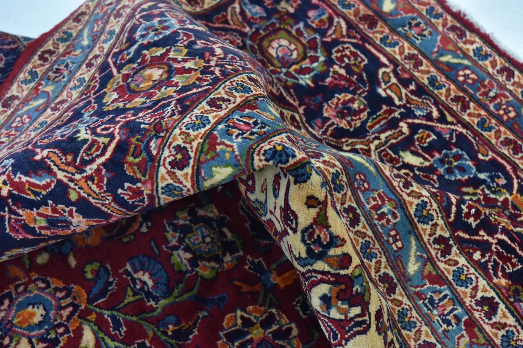 9' 8 x 13' 3 Hand Knotted Kashan Persian Wool Rug
