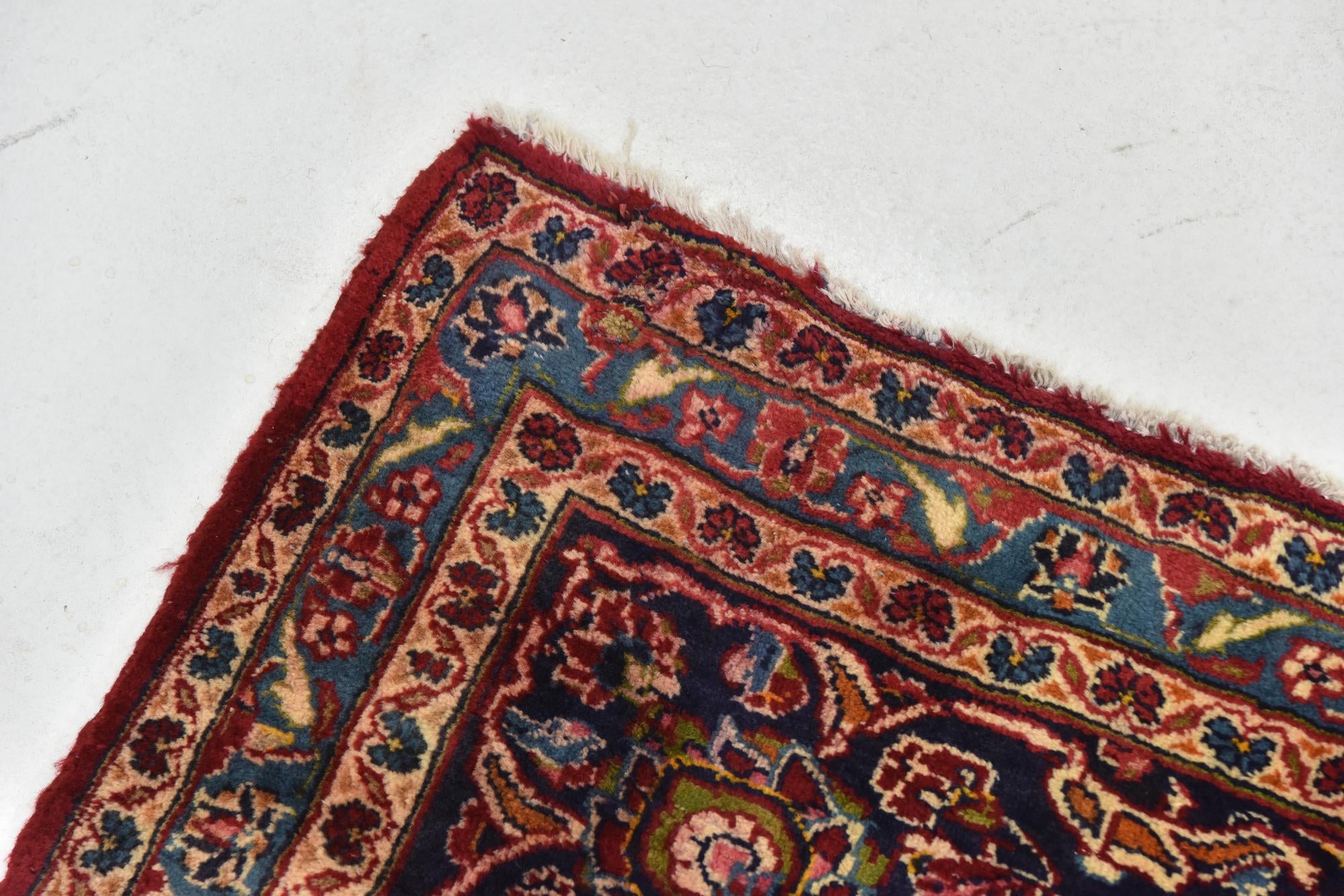 9' 8 x 13' 3 Hand Knotted Kashan Persian Wool Rug