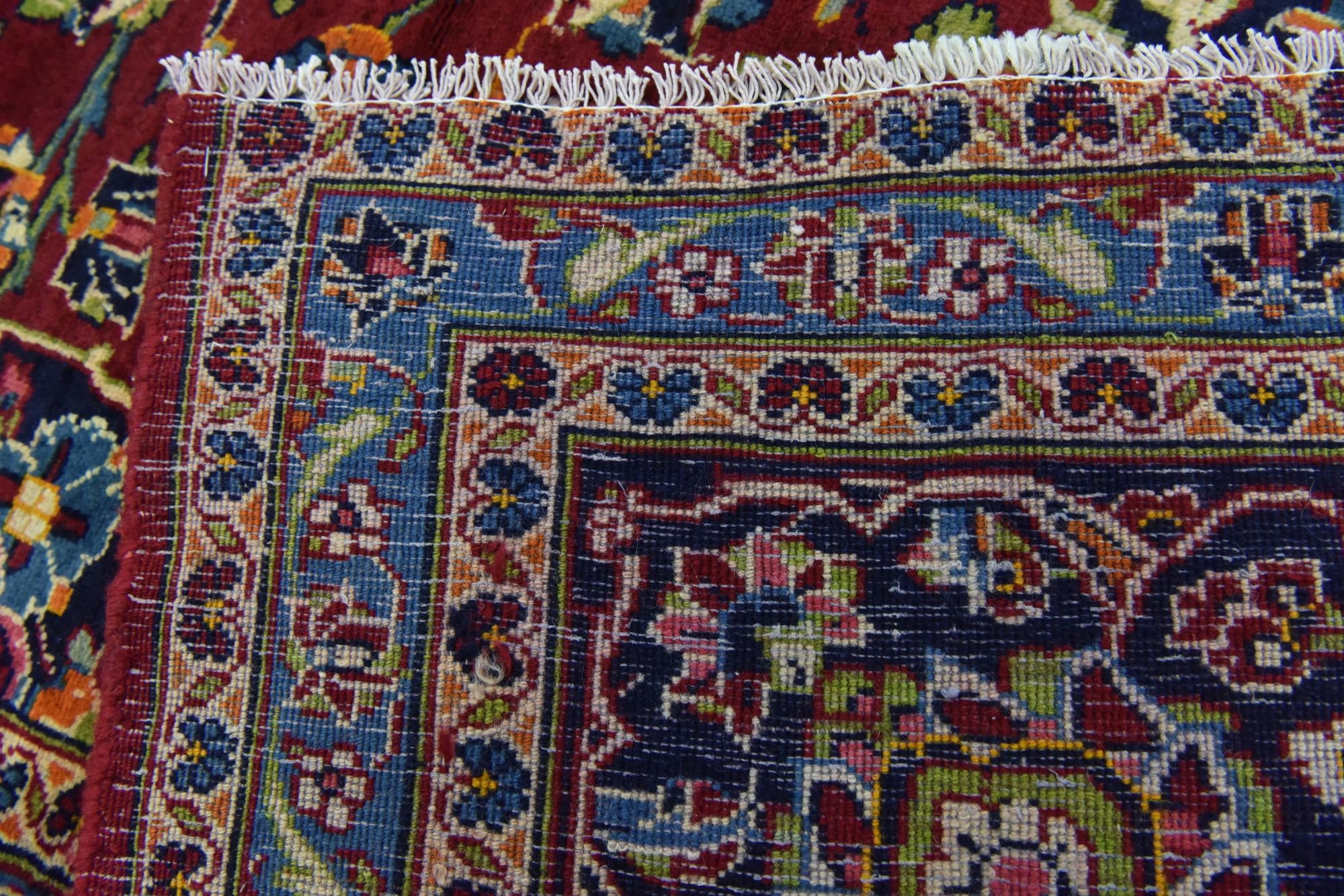 9' 8 x 13' 3 Hand Knotted Kashan Persian Wool Rug