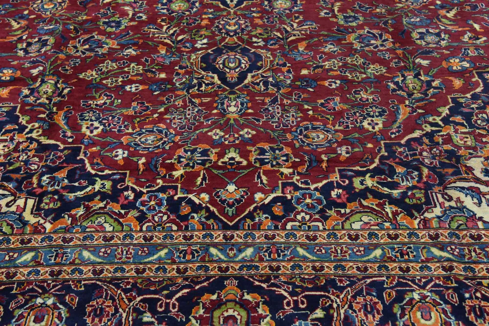 9' 8 x 13' 3 Hand Knotted Kashan Persian Wool Rug
