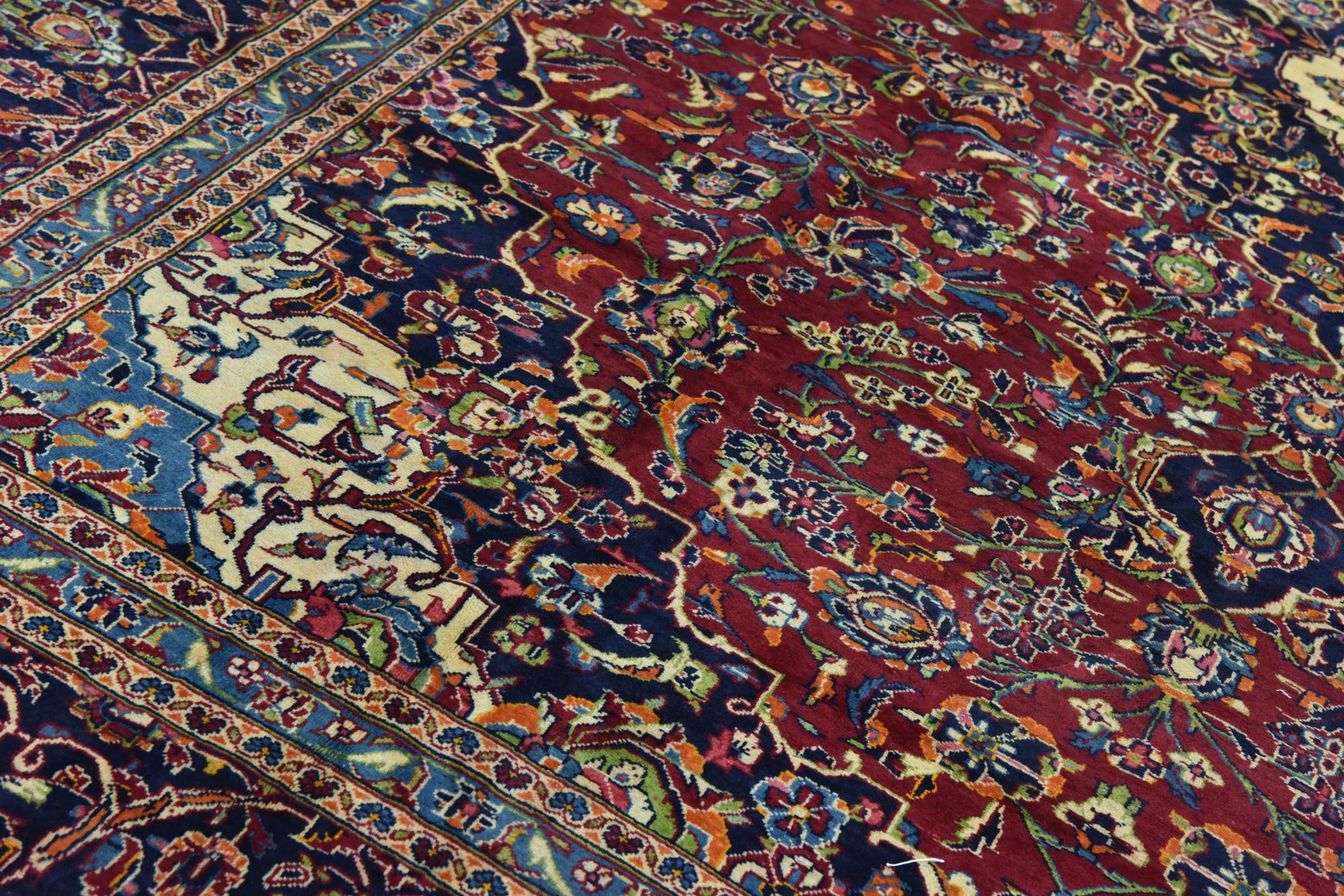 9' 8 x 13' 3 Hand Knotted Kashan Persian Wool Rug