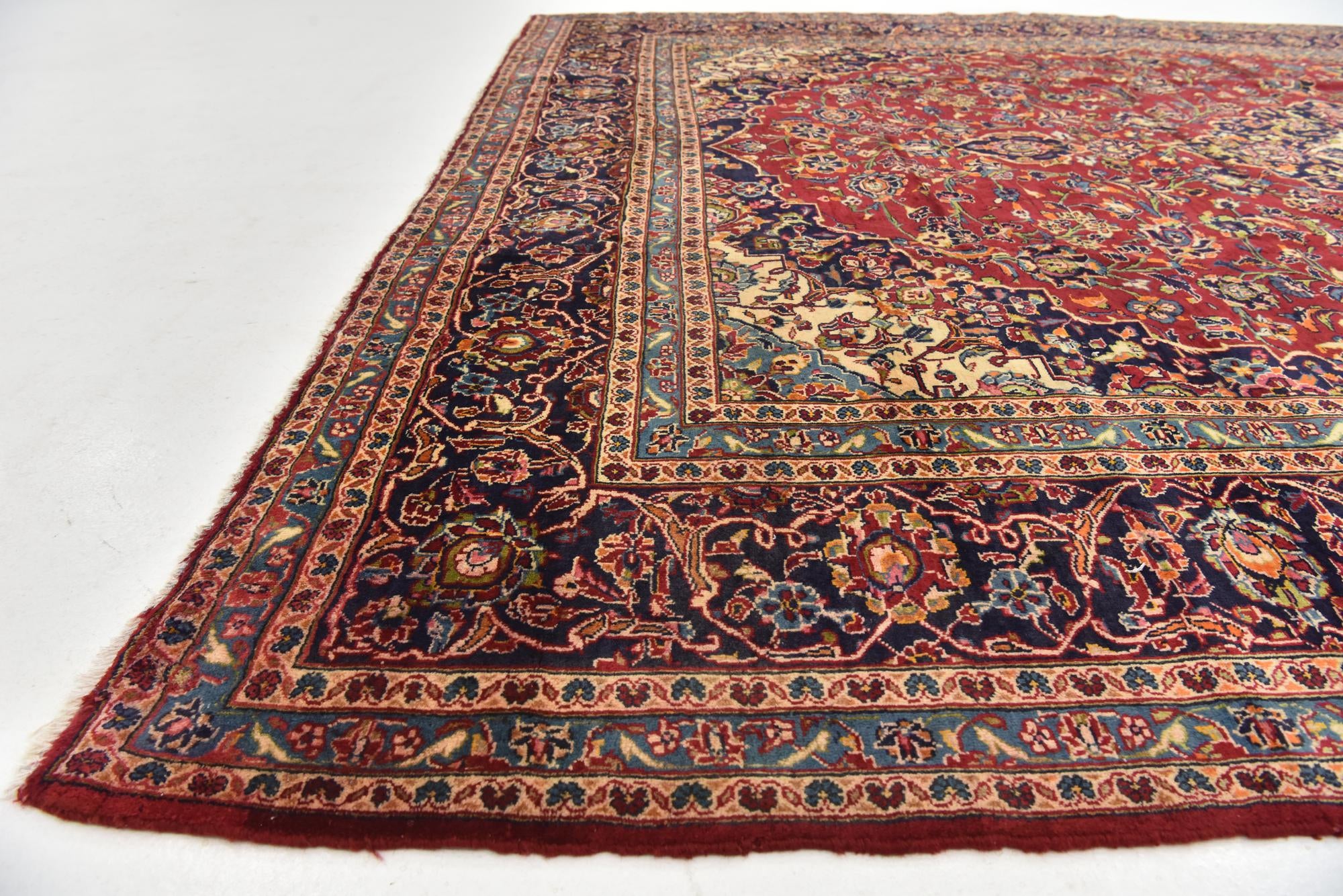 9' 8 x 13' 3 Hand Knotted Kashan Persian Wool Rug