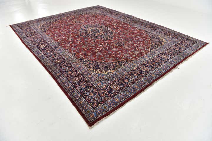 9' 10 x 12' 9 Hand Knotted Kashan Persian Wool Rug