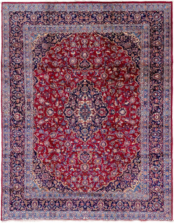 Detail image of 9' 10 x 12' 9 Hand Knotted Kashan Persian Wool Rug