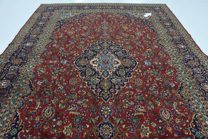 9' 10 x 13' 5 Hand Knotted Kashan Persian Wool Rug