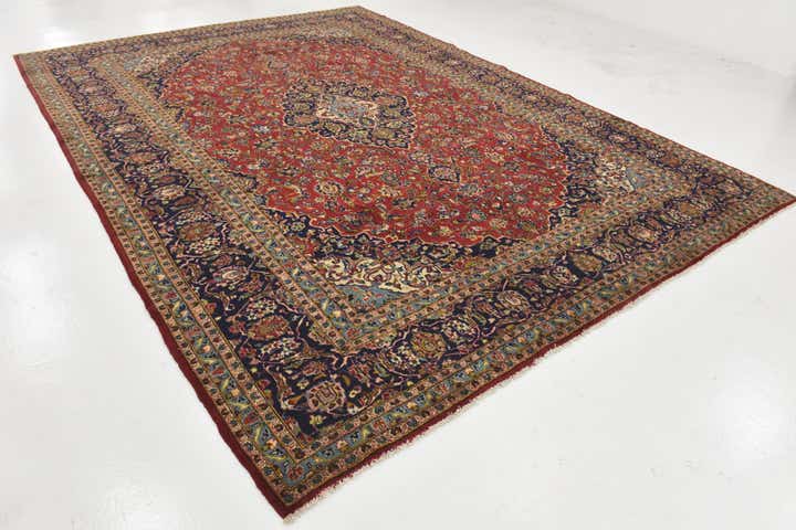 9' 10 x 13' 5 Hand Knotted Kashan Persian Wool Rug