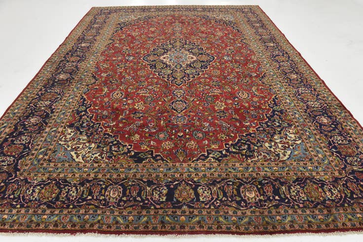Detail image of 9' 10 x 13' 5 Hand Knotted Kashan Persian Wool Rug