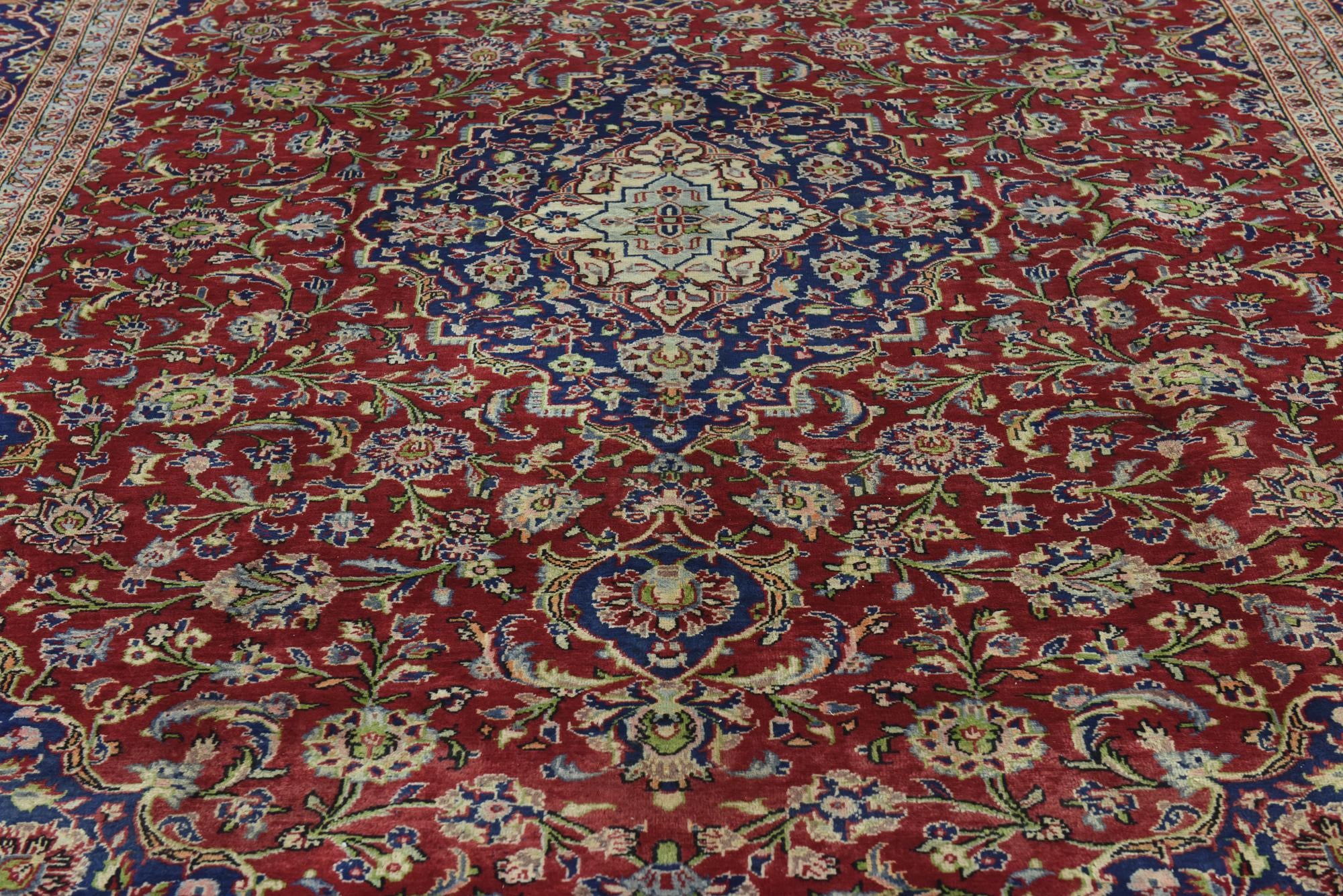 9' 7 x 13' Hand Knotted Kashan Persian Wool Rug