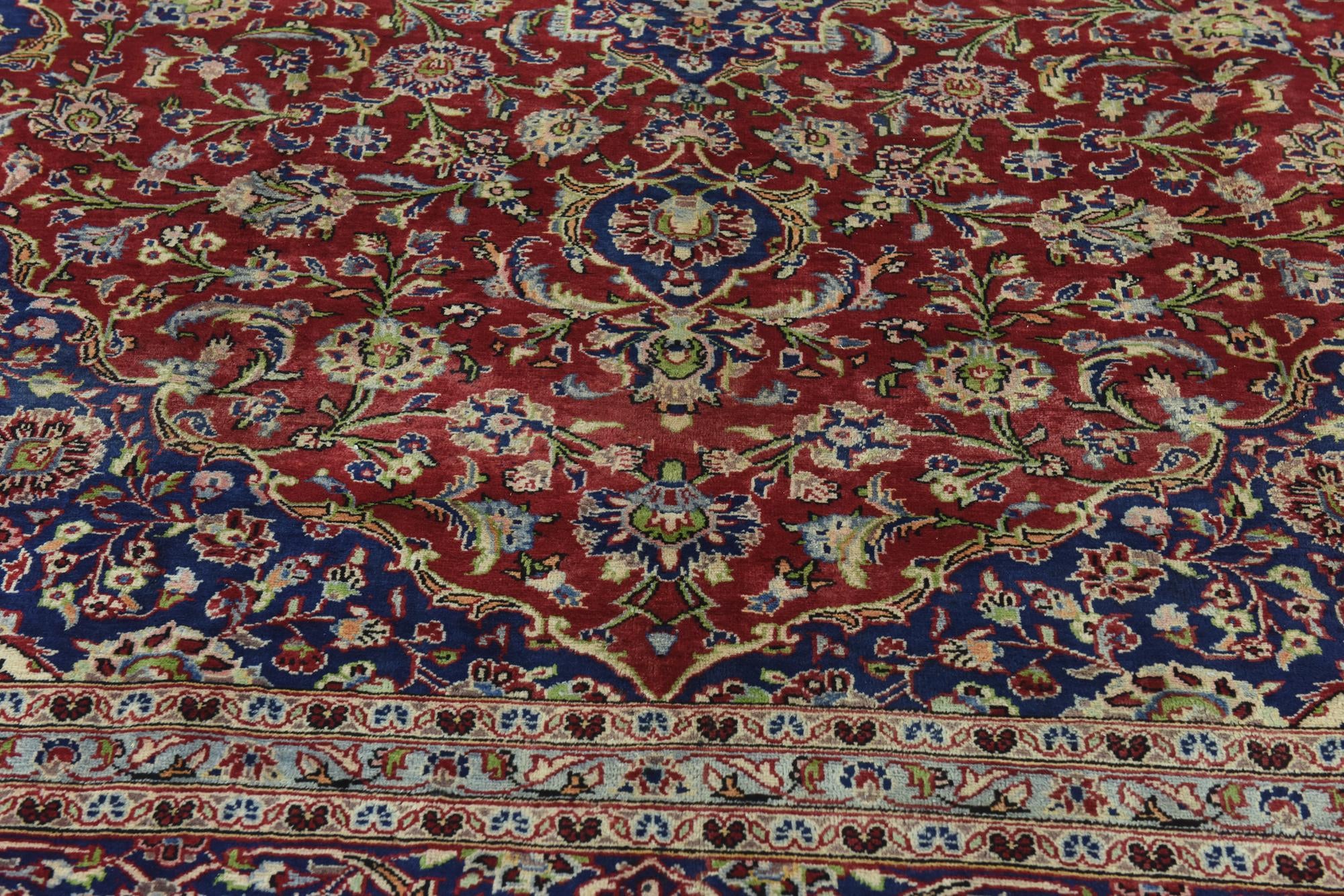 9' 7 x 13' Hand Knotted Kashan Persian Wool Rug