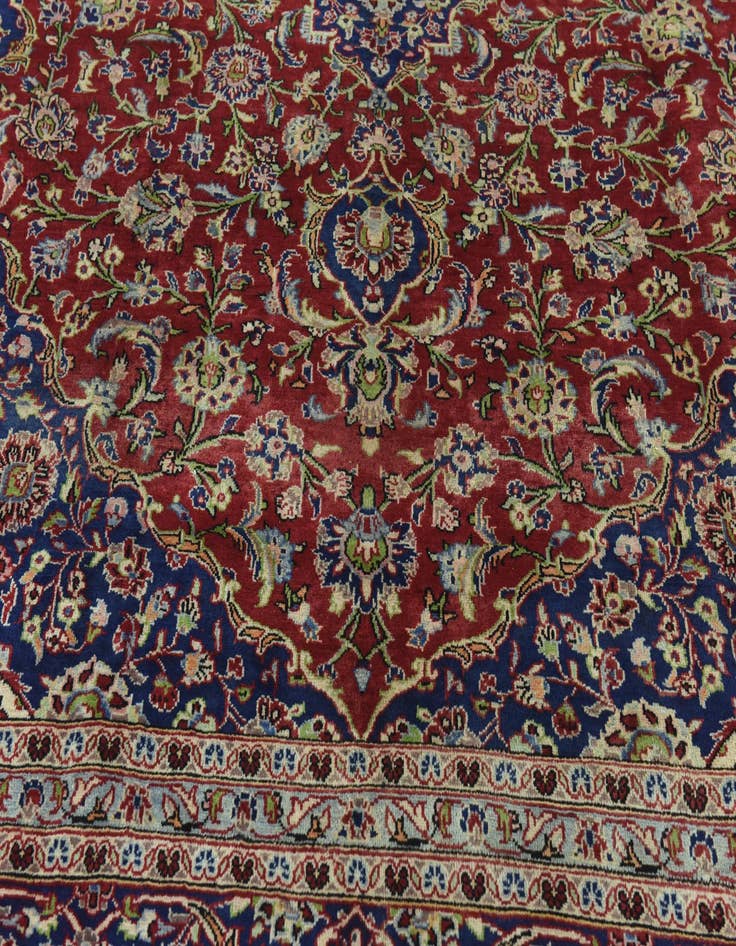 Detail image of 9' 7 x 13'  Hand Knotted Kashan Persian Wool Rug