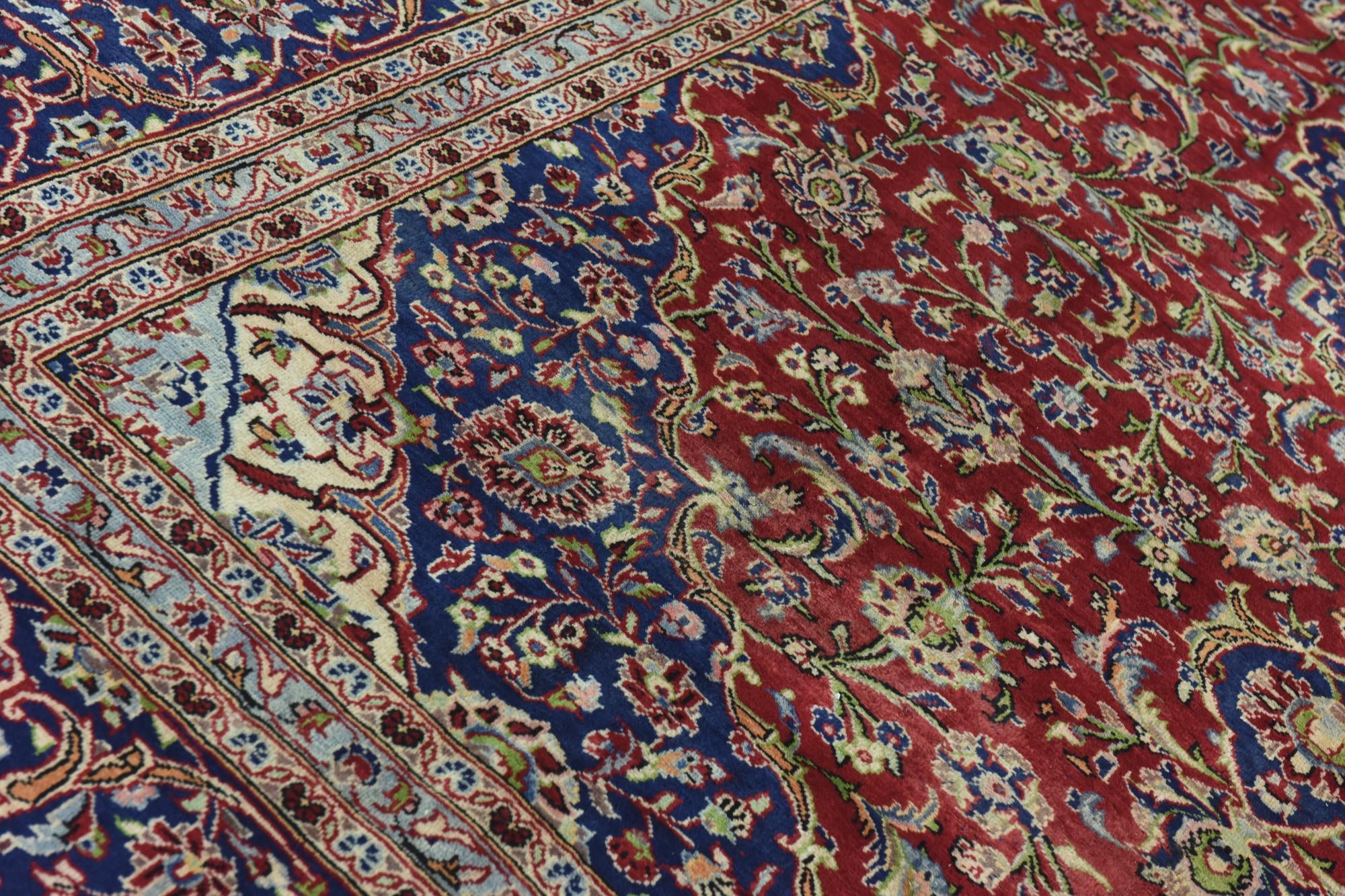 9' 7 x 13' Hand Knotted Kashan Persian Wool Rug