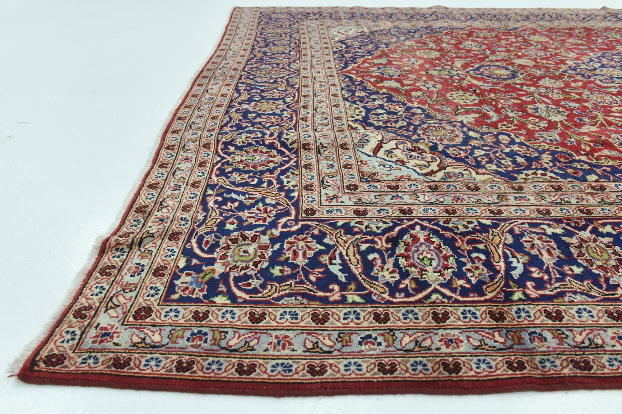 9' 7 x 13' Hand Knotted Kashan Persian Wool Rug