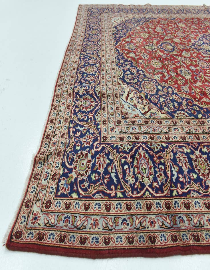 Detail image of 9' 7 x 13'  Hand Knotted Kashan Persian Wool Rug