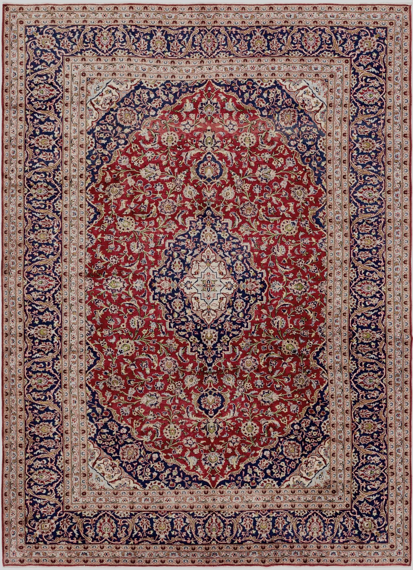 9' 7 x 13' Hand Knotted Kashan Persian Wool Rug