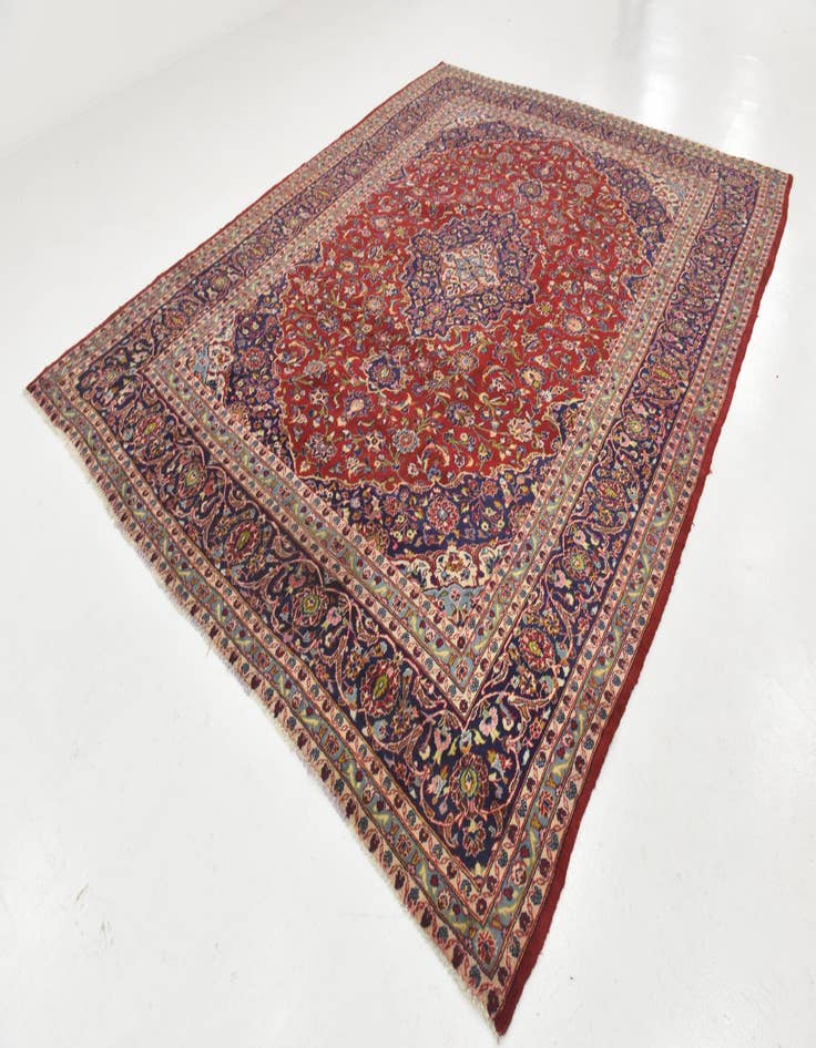 Detail image of 9' 7 x 12' 4  Hand Knotted Kashan Persian Wool Rug