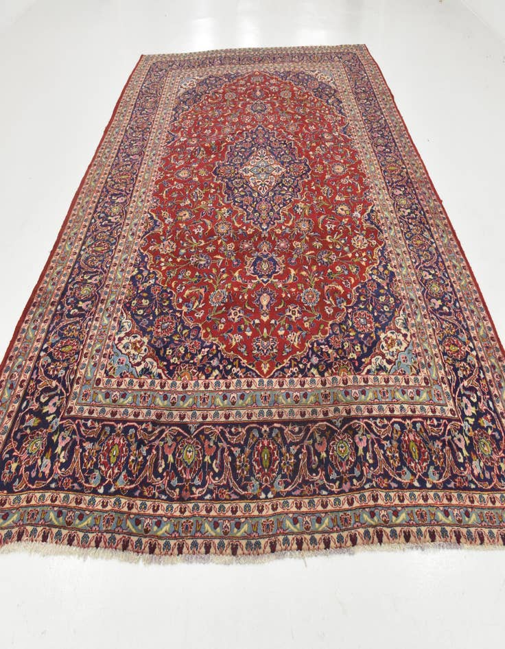 Detail image of 9' 7 x 12' 4  Hand Knotted Kashan Persian Wool Rug