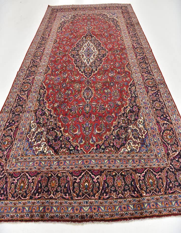 Detail image of 9' 9 x 13' 2 Hand Knotted Kashan Persian Wool Rug