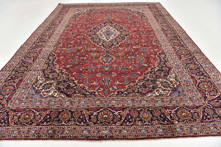 9' 9 x 13' 2 Hand Knotted Kashan Persian Wool Rug