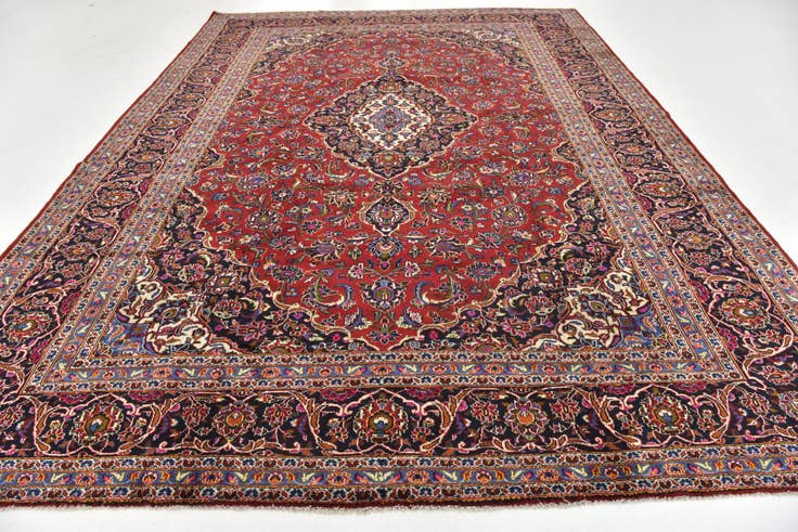 Detail image of 9' 9 x 13' 2 Hand Knotted Kashan Persian Wool Rug