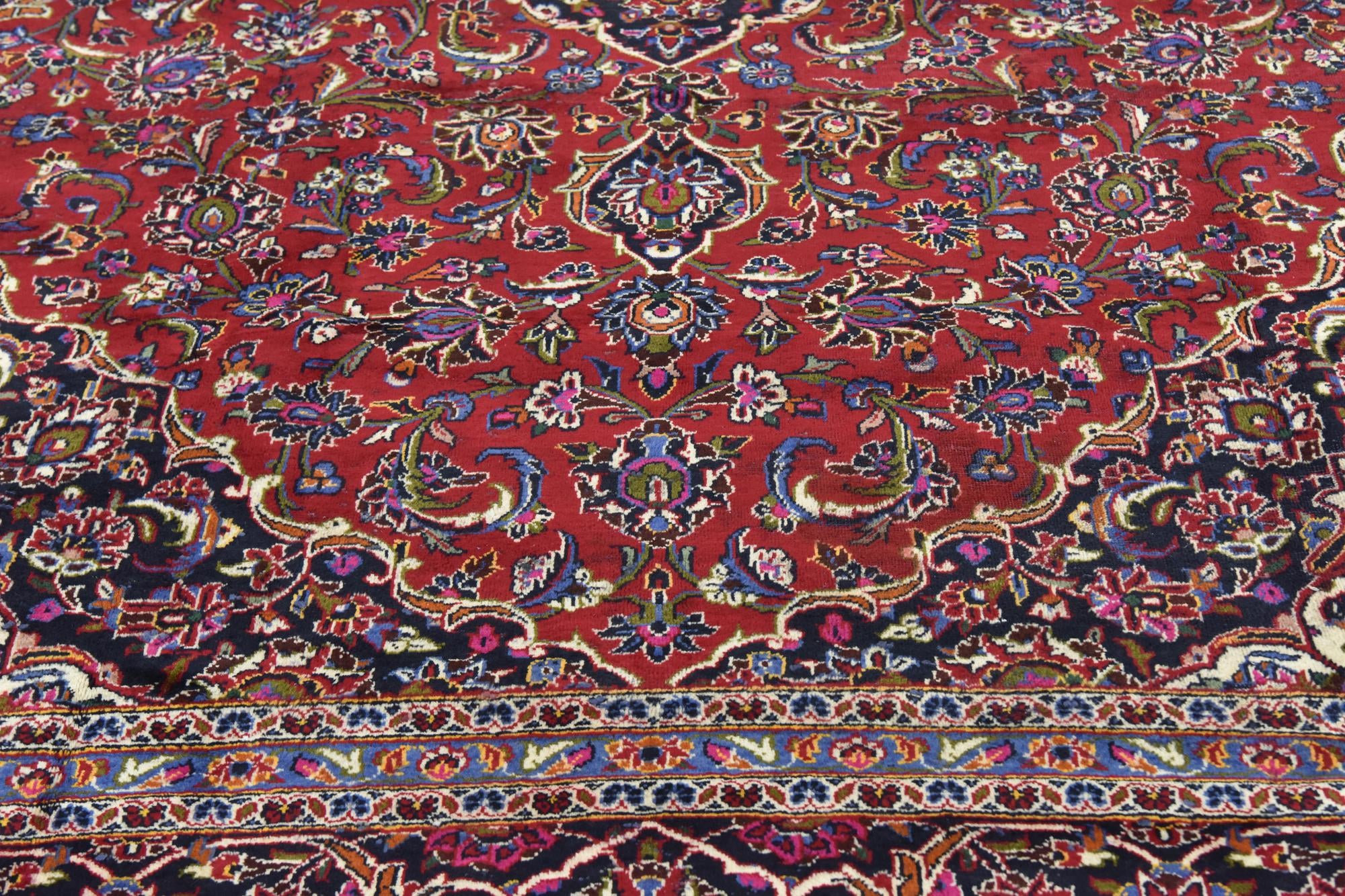 9' 9 x 13' 2 Hand Knotted Kashan Persian Wool Rug