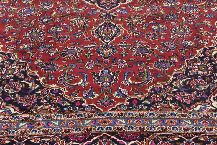 Detail image of 9' 9 x 13' 2 Hand Knotted Kashan Persian Wool Rug