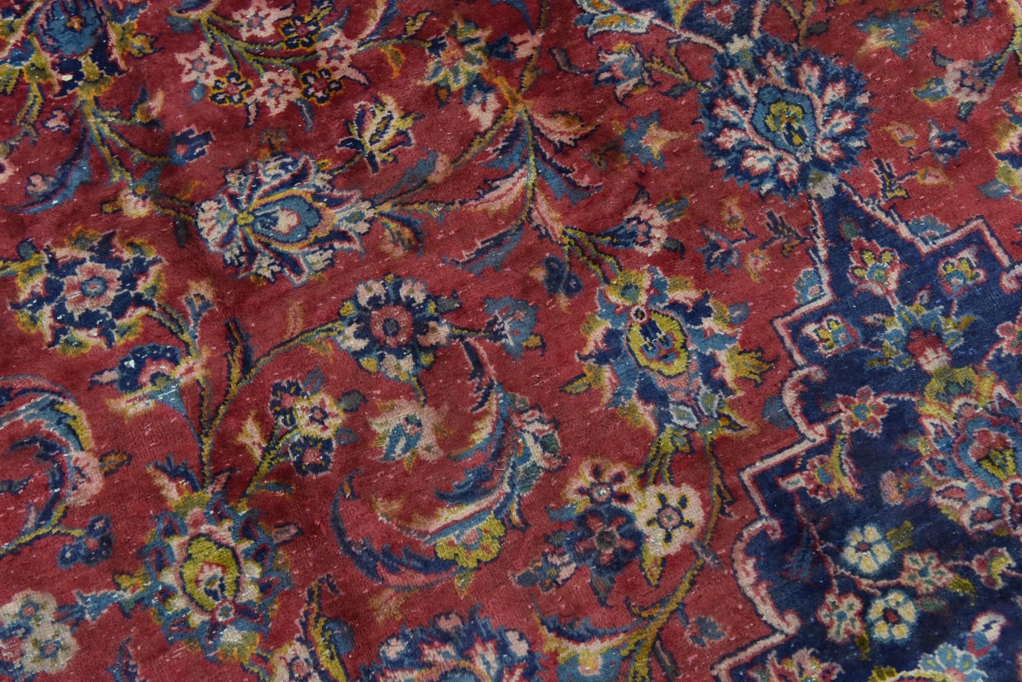 9' 8 x 13' 2 Hand Knotted Kashan Persian Wool Rug
